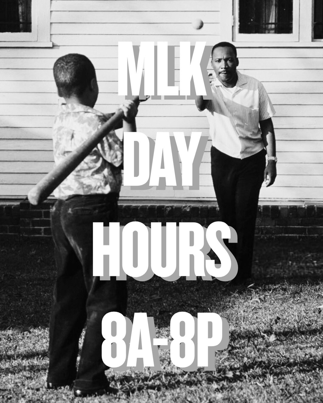 We will have adjusted hours from 8am-8pm on MLK Day, Monday Jan. 19.

On this MLK Day weekend, we mourn the many recent losses we have faced as a country and as a community. We also mourn that our country narrowly chose to bring back into power a con