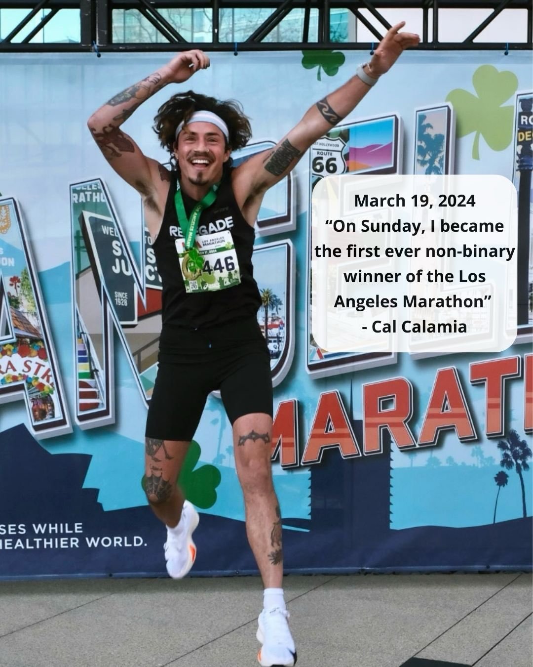 The LA Marathon is upon us, so we&rsquo;re highlighting some of the trailblazing athletes that are changing the face of the sport, one mile at a time. @calcalamia was the first ever non-binary winner of the LA Marathon in 2024, and this year, @pointo