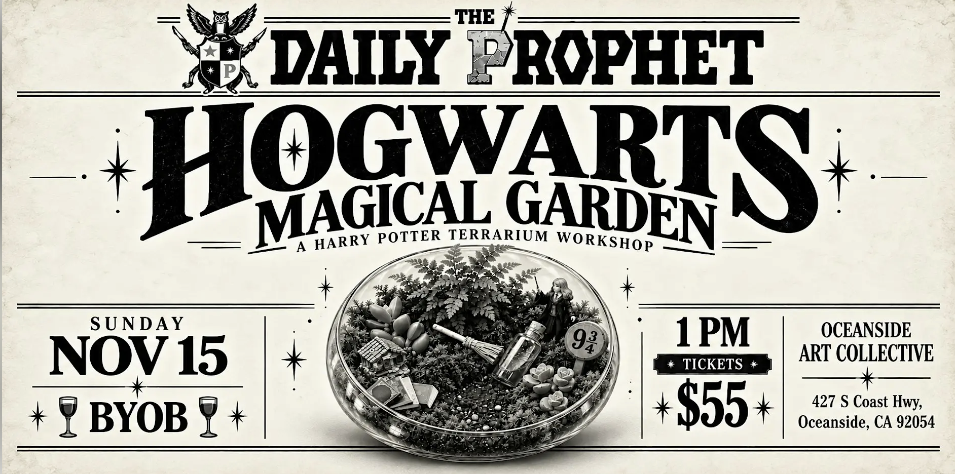 Hogwarts Magical Garden: A Harry Potter-Inspired Terrarium Workshop at Oceanside Art Collective