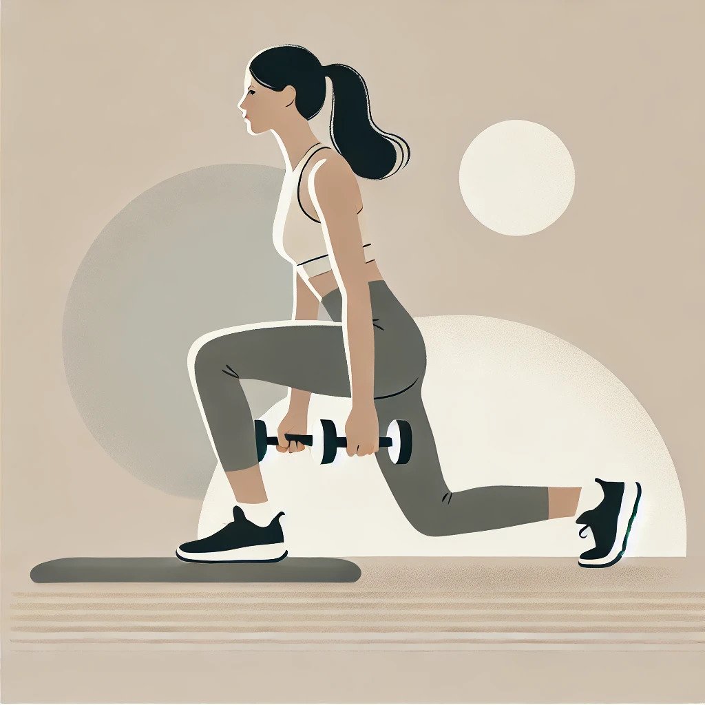 DALL·E 2024-08-16 14.15.24 - A fitness-themed image depicting a Caucasian woman working out with dumbbells. The setting is a simple, modern gym with a neutral color scheme, emphas.jpg