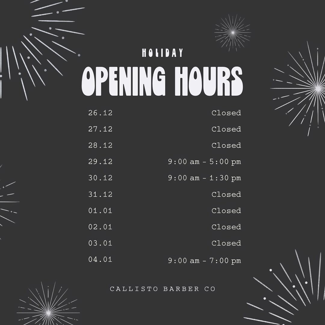 We&rsquo;ll be taking some time off this holiday season- some hours may vary for our businesses so make sure to confirm with our team!