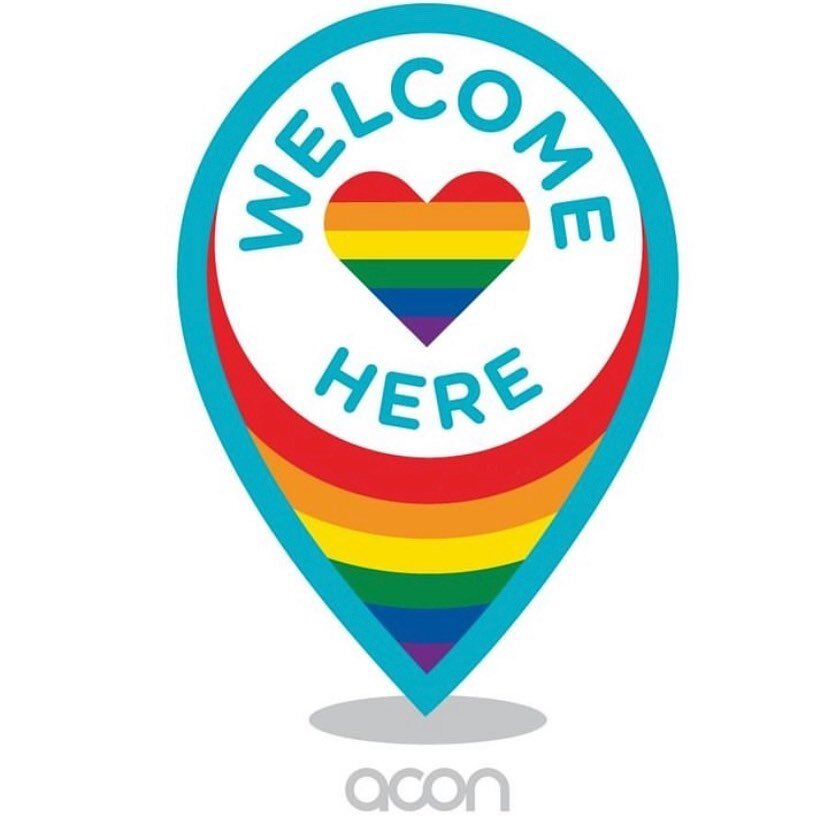 We&rsquo;re proud to be members of @acon_welcomehere As a queer owned business, having this symbol on our door is so important!