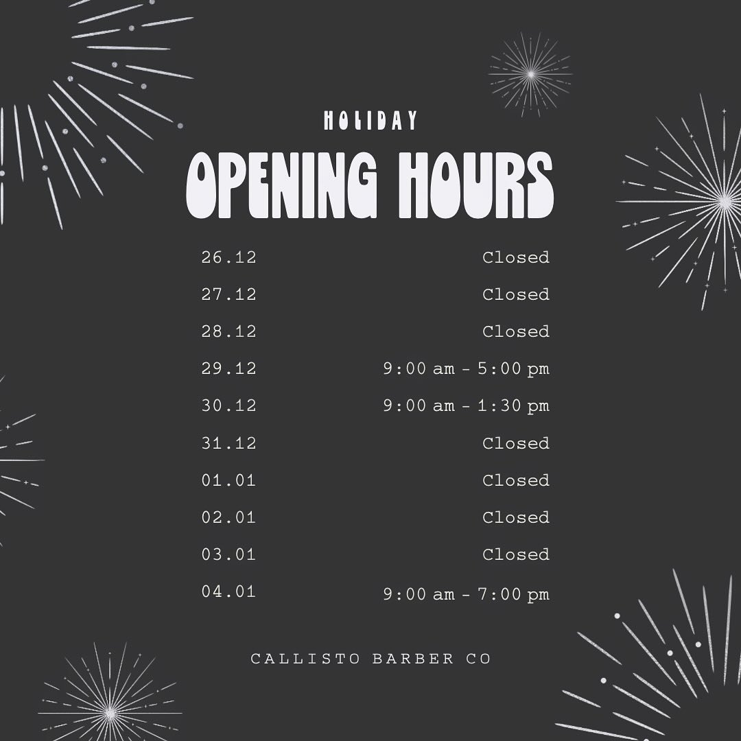 We&rsquo;ll be taking some time off this holiday season- some hours may vary for our businesses so make sure to confirm with our team!