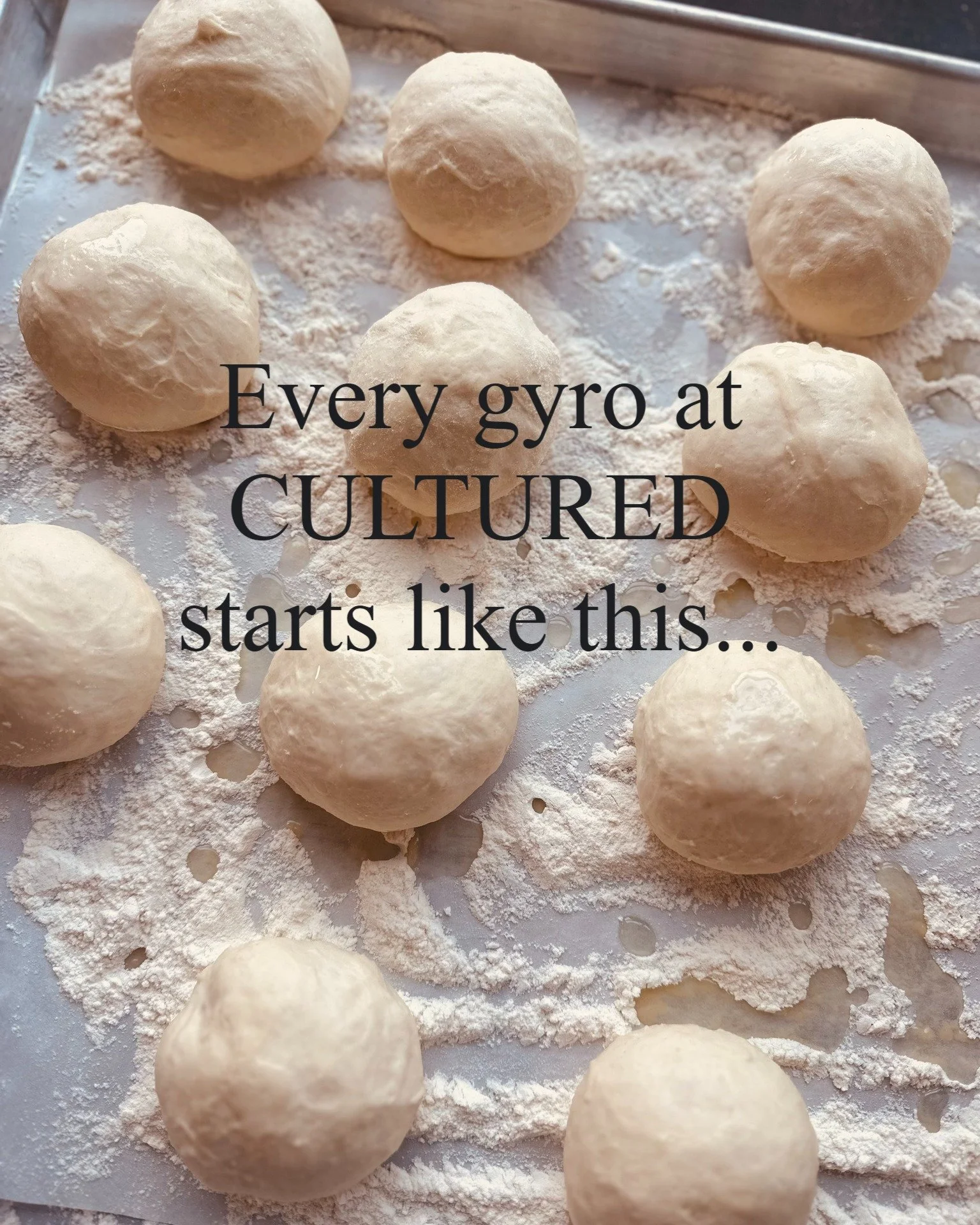 The best falafel and shawarma deserves the best flatbread, and good bread takes time. You can't make it ahead, or just buy it in a bag, and expect the perfect texture. 
Every week we make or own by hand - the perfect platform to absorb a symphony of