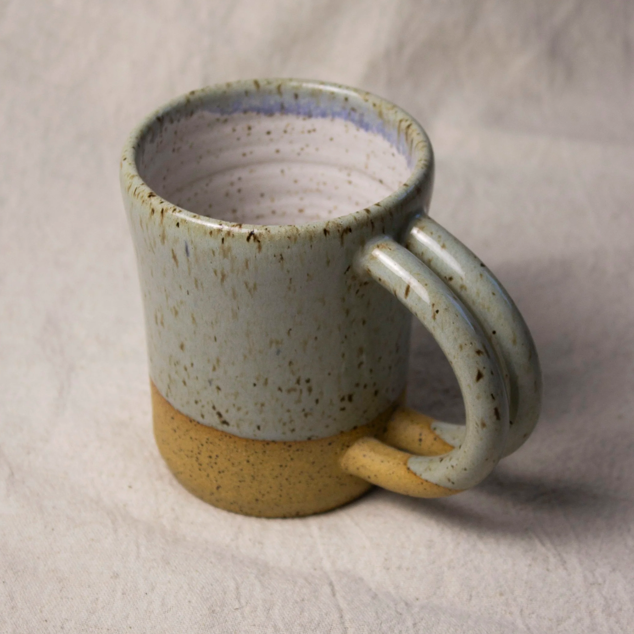 Handmade Stoneware Mug with Two Handles, 14 oz | Double Helix | Castor
