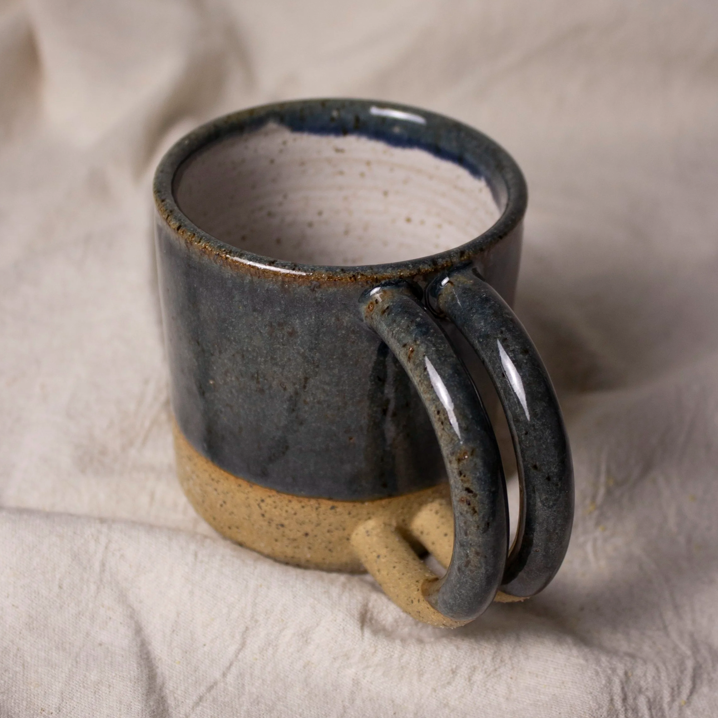 Handmade Stoneware Mug with Two Handles, 14 oz | Double Helix | Castor