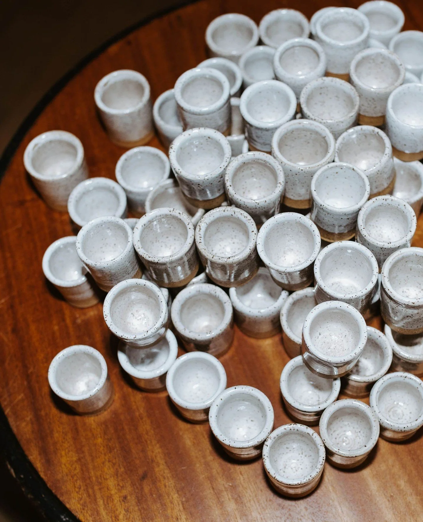 Our hardest custom order yet was our own 😅⁠
⁠
150 shot glasses, each stamped by hand with our initials and wedding date. Made for our people&mdash;the friends, the family, the vendors who showed up and held the whole thing together. Then packed up a