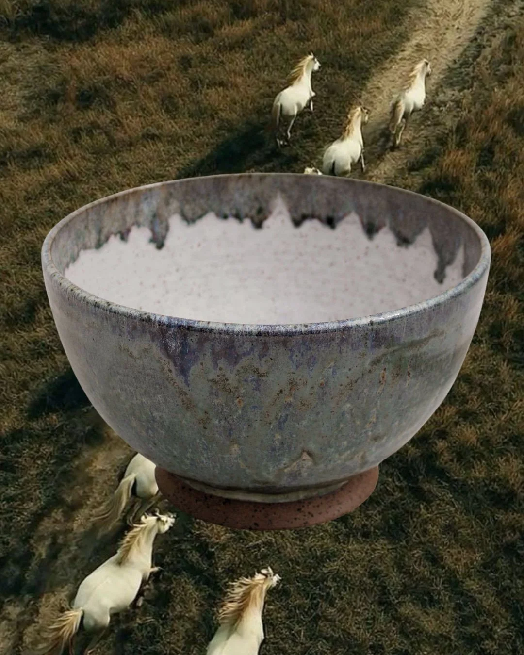Loved how this custom serving bowl turned out ⁠
⁠
〰️ 5 L, serves 4-5 people⁠
〰️ dishwasher safe⁠
〰️ custom painted drop glaze pattern⁠
⁠
We hope she&rsquo;s enjoying her new home in Hawaii 🌺