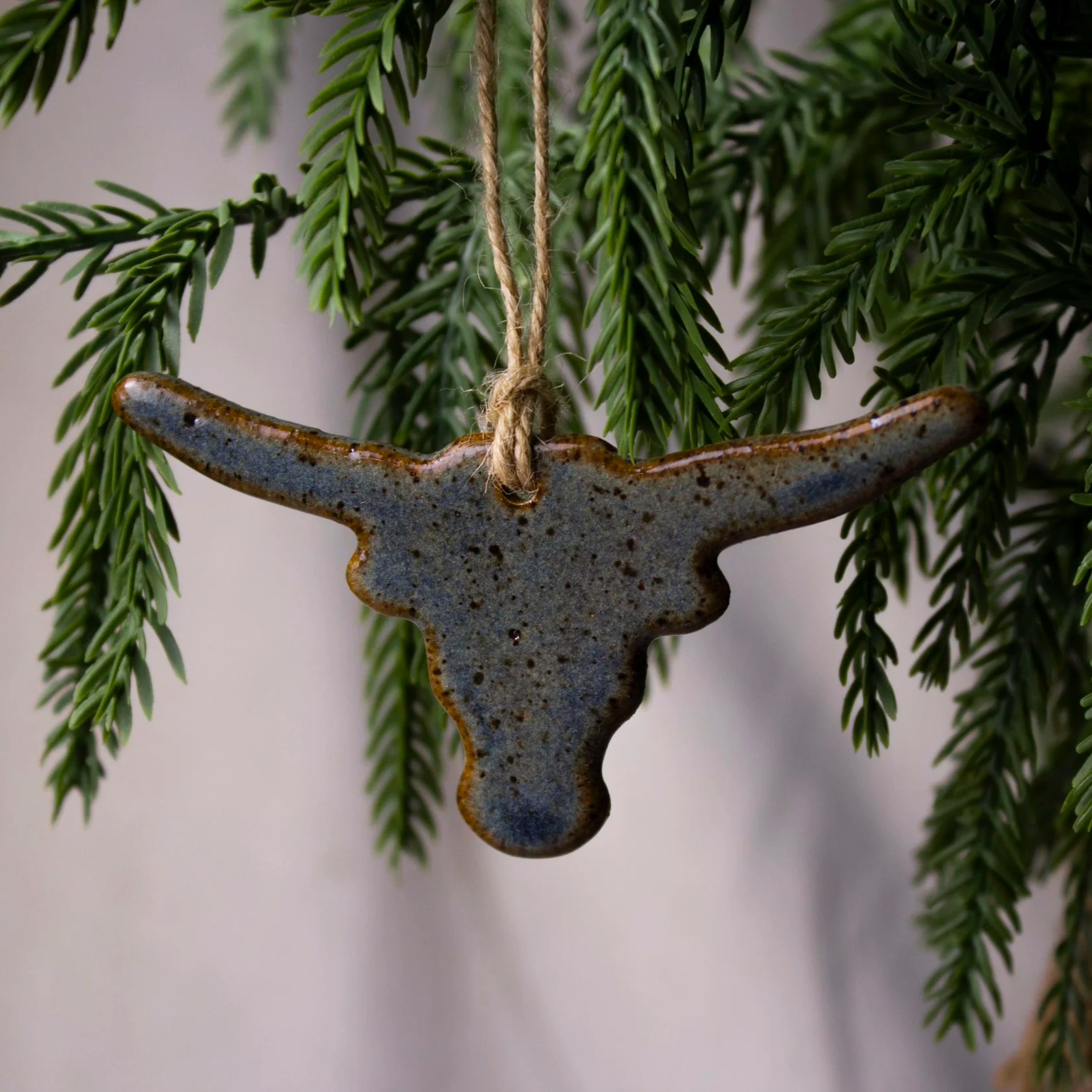 Longhorn Ornament | Handmade Ceramic Christmas Ornament | Castor