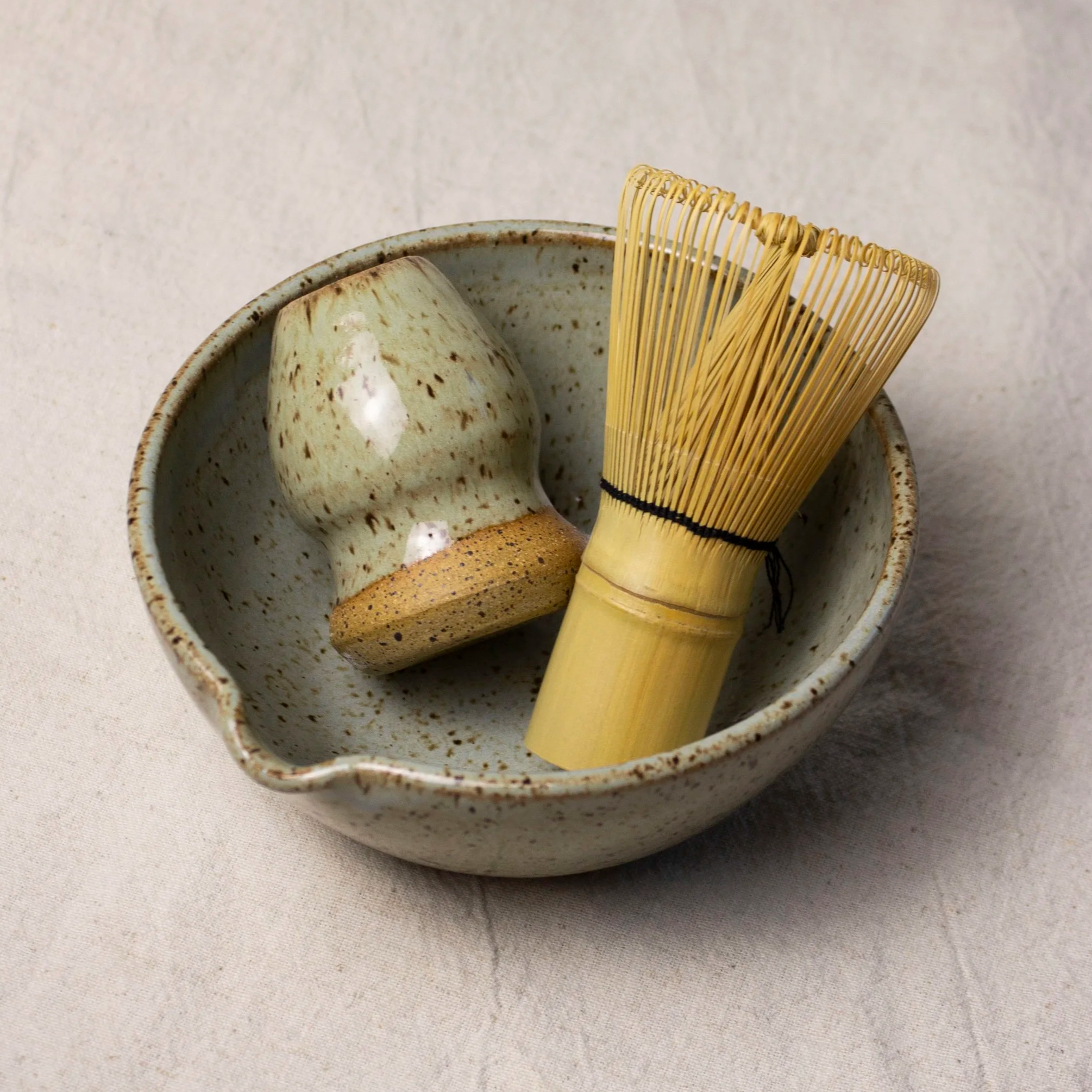 Ceramic Matcha Bowl with Spout, 12 oz, Handmade | Castor Ceramics