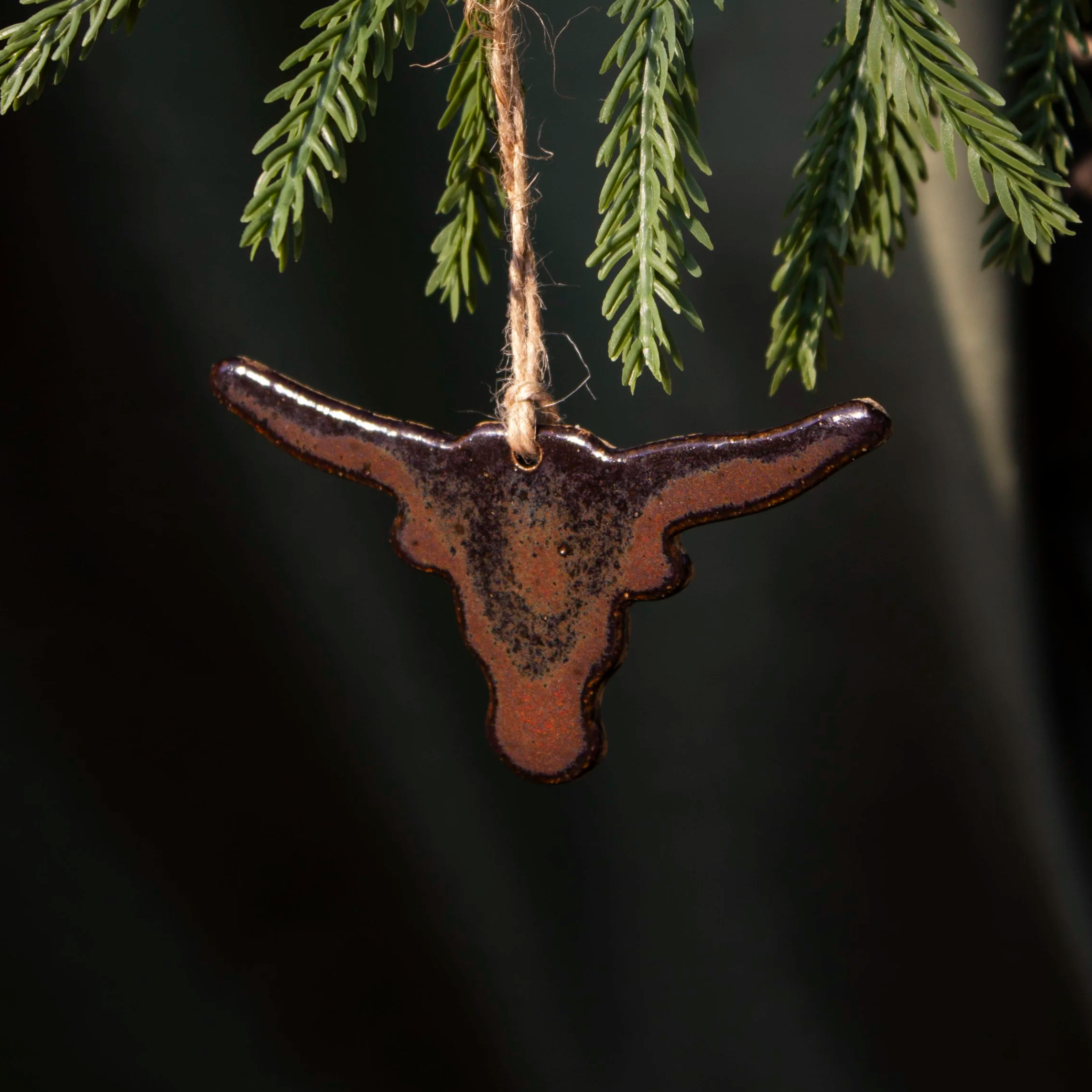Longhorn Ornament | Handmade Ceramic Christmas Ornament | Castor