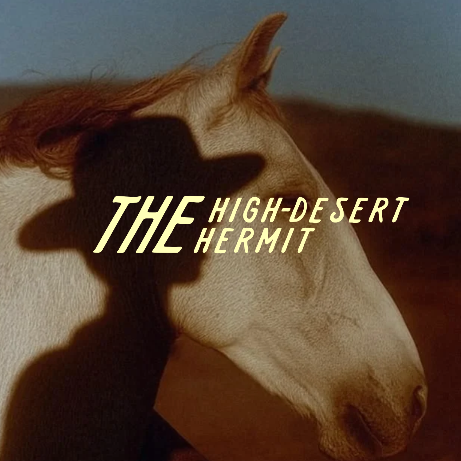 Close-up of a horse’s face with overlaid text reading “The High-Desert Hermit.”