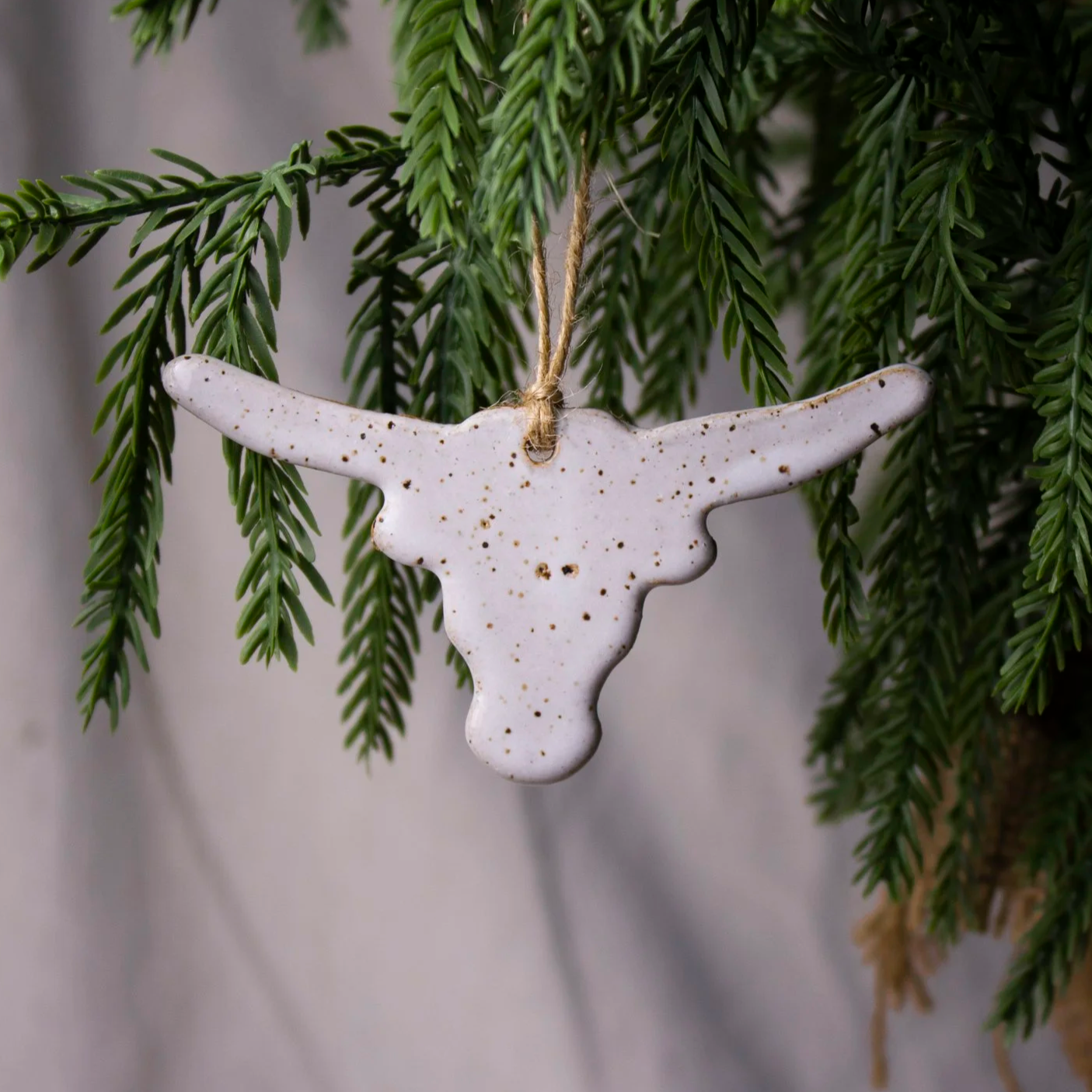 Longhorn Ornament | Handmade Ceramic Christmas Ornament | Castor