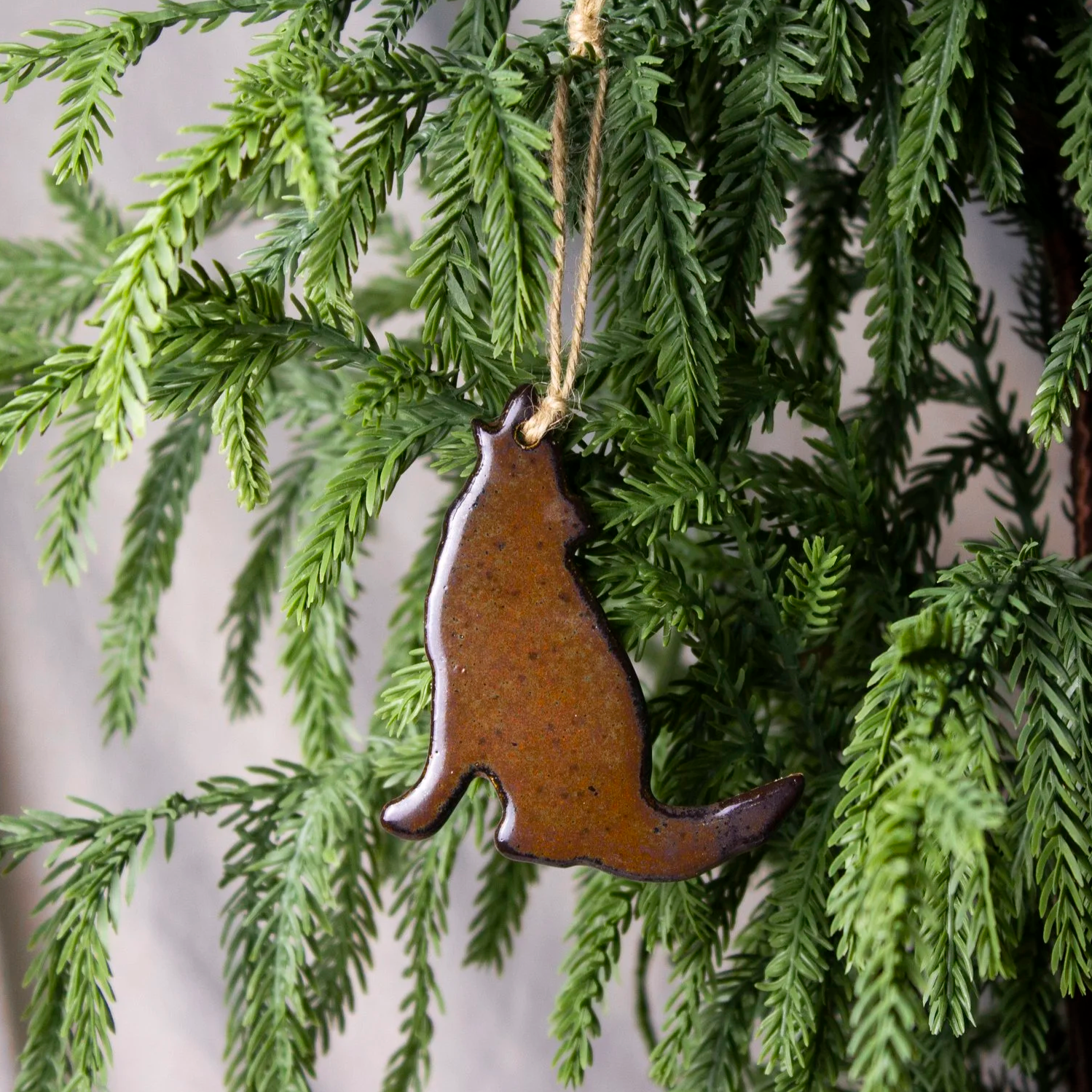 Handmade Ceramic Coyote Ornament | Castor Ceramics Denver