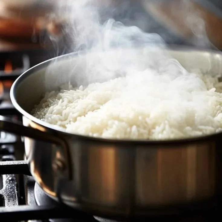 湯気が立ちのぼる、炊きたてのご飯