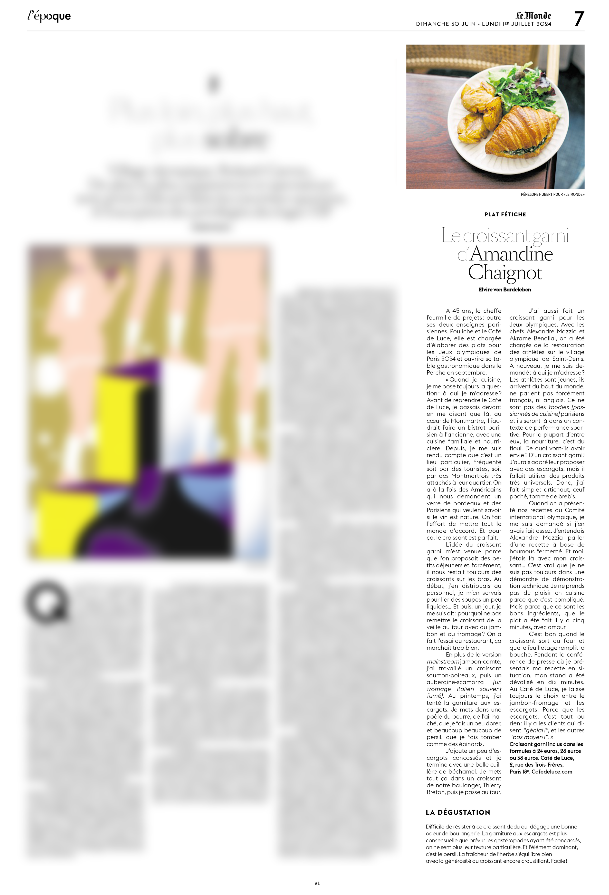 Amandine Chaignot et son croissant aux escargots, pour Le Monde