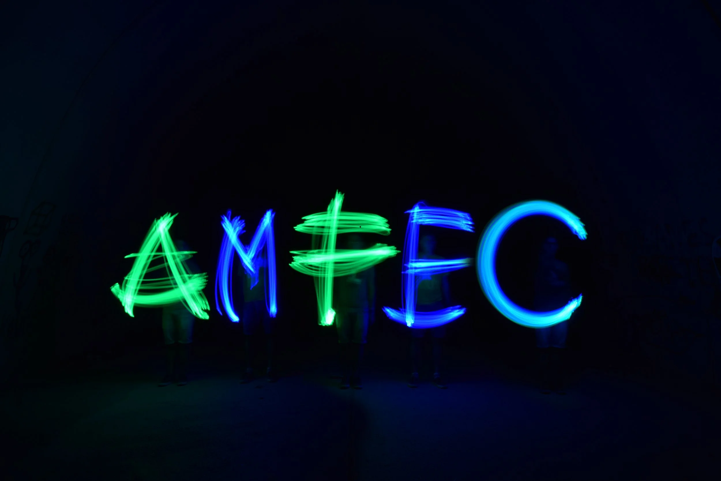 This image displaying the colorful letters that spell AMFEC  is the first picture we captured together.