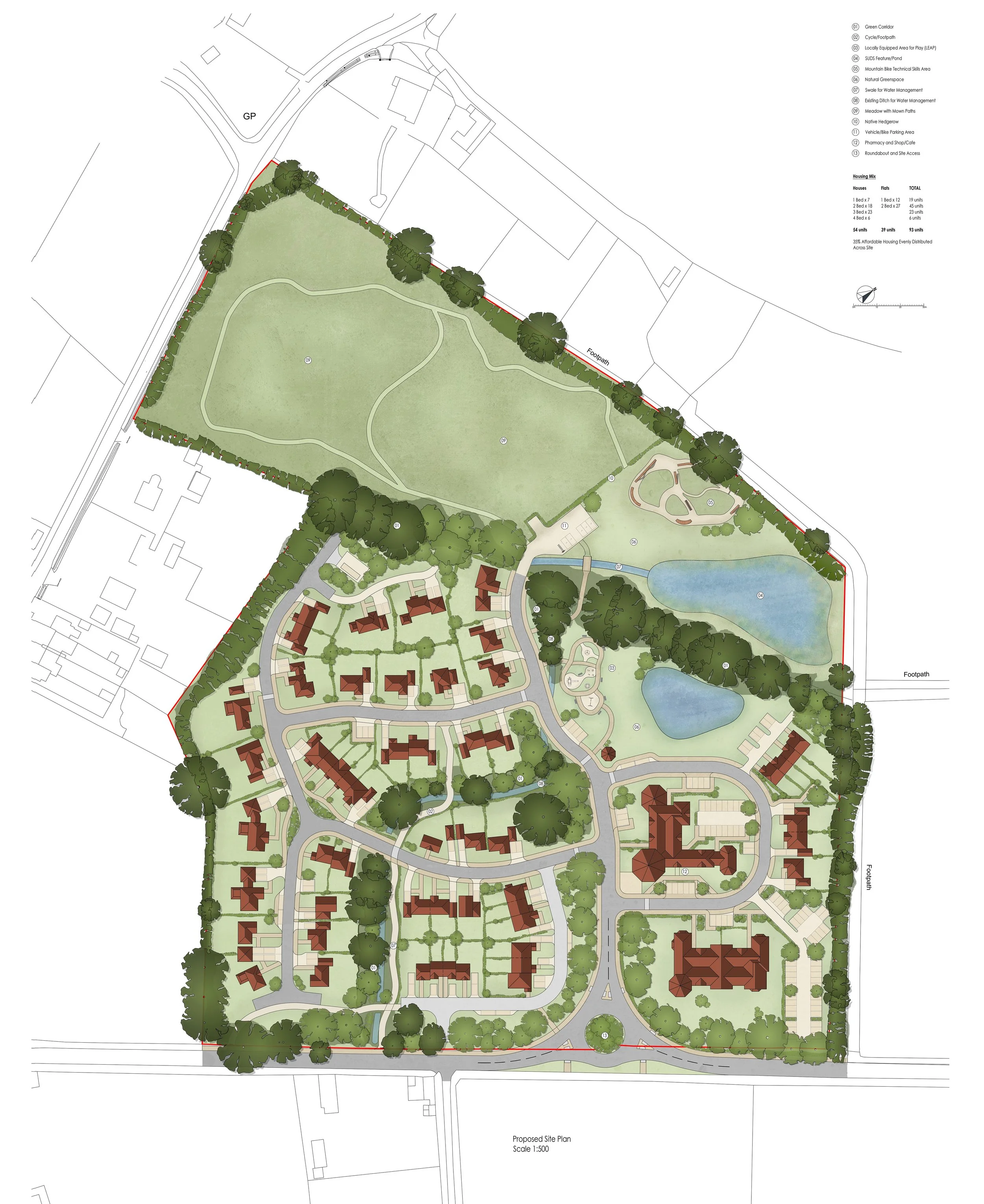 Development of 93 dwellings, West Sussex
