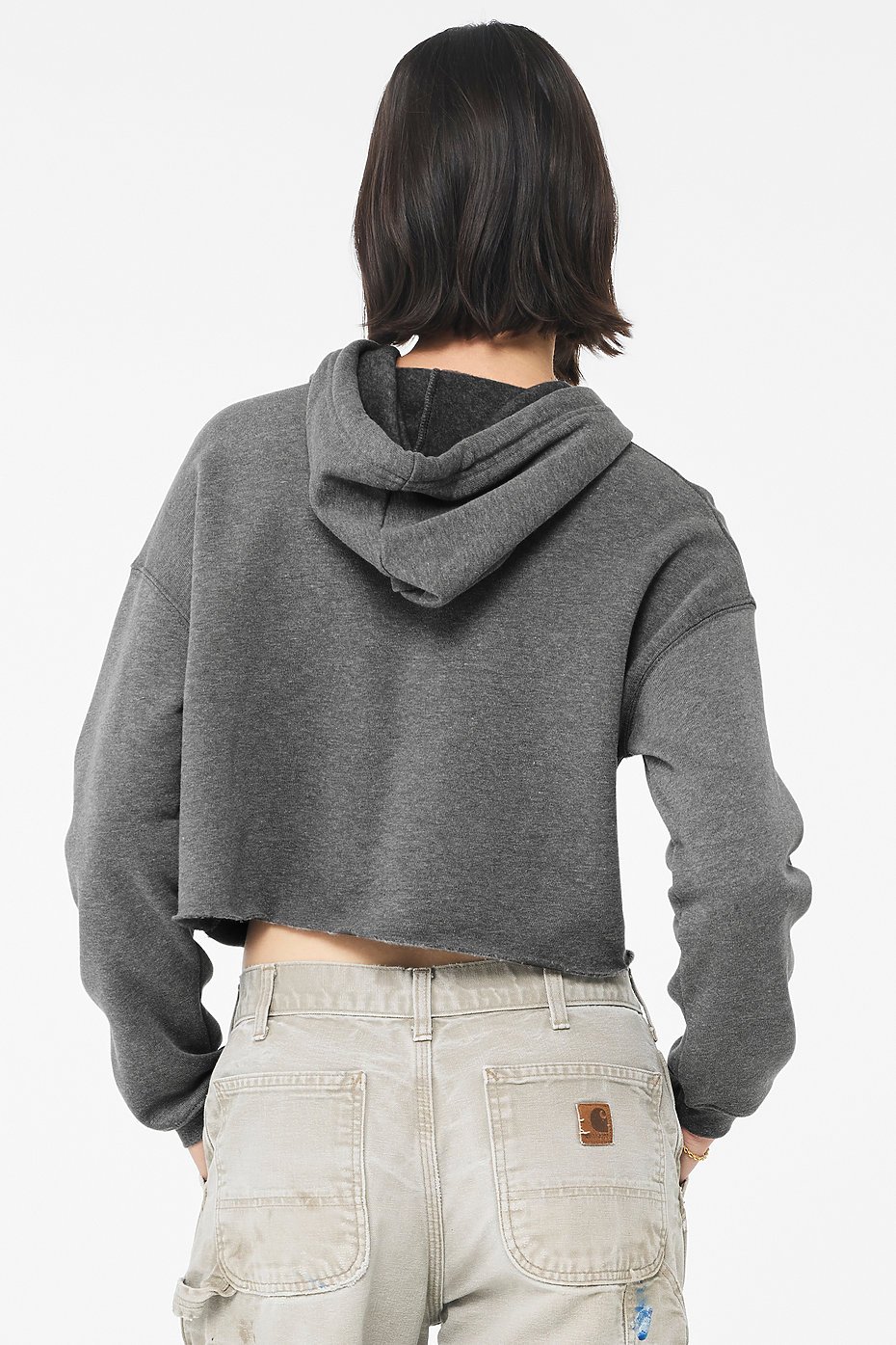 back view of adult grey hoodie blank