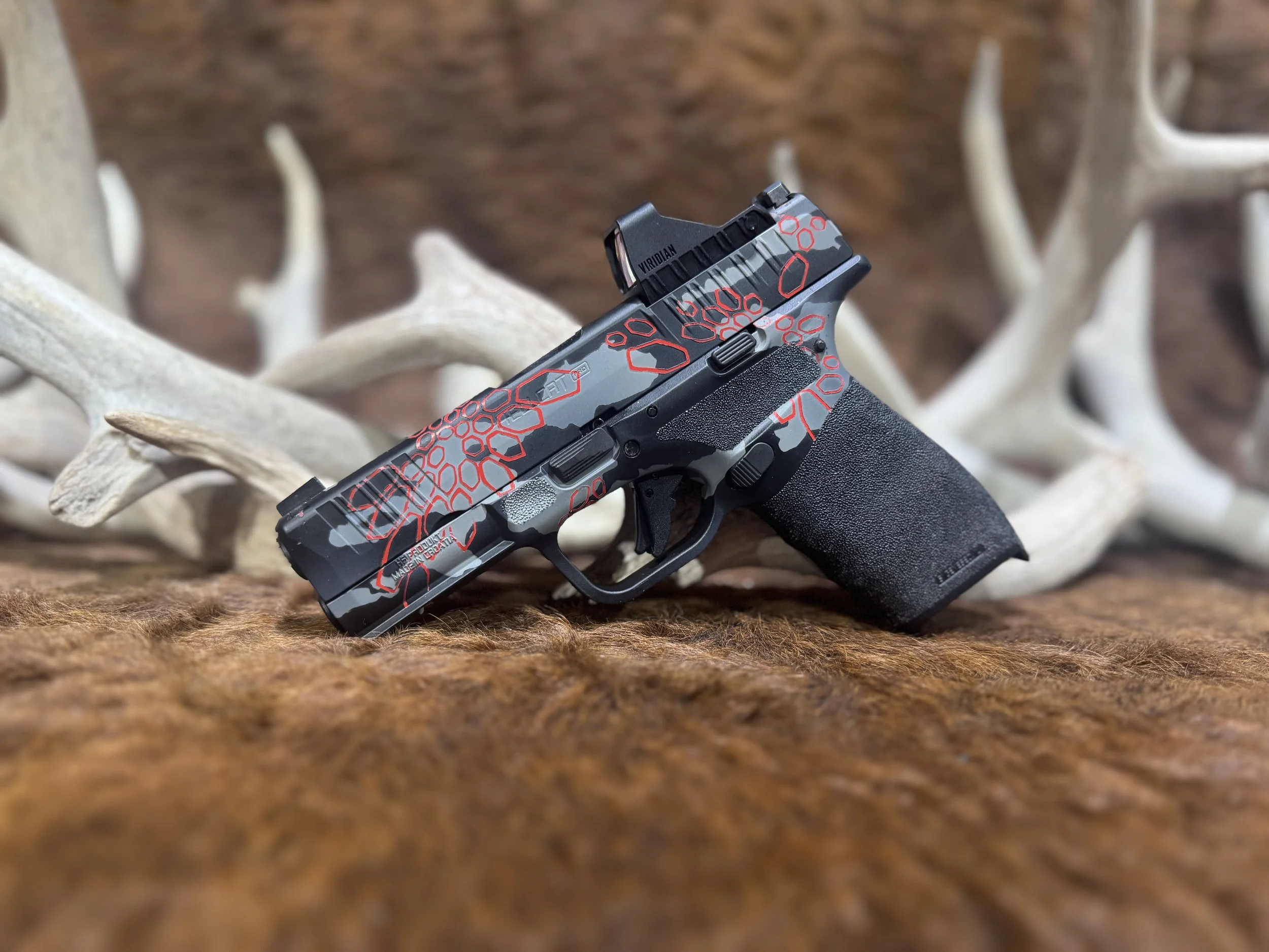 Custom Springfield Hellcat Pro 9mm in blood tithe kryptek