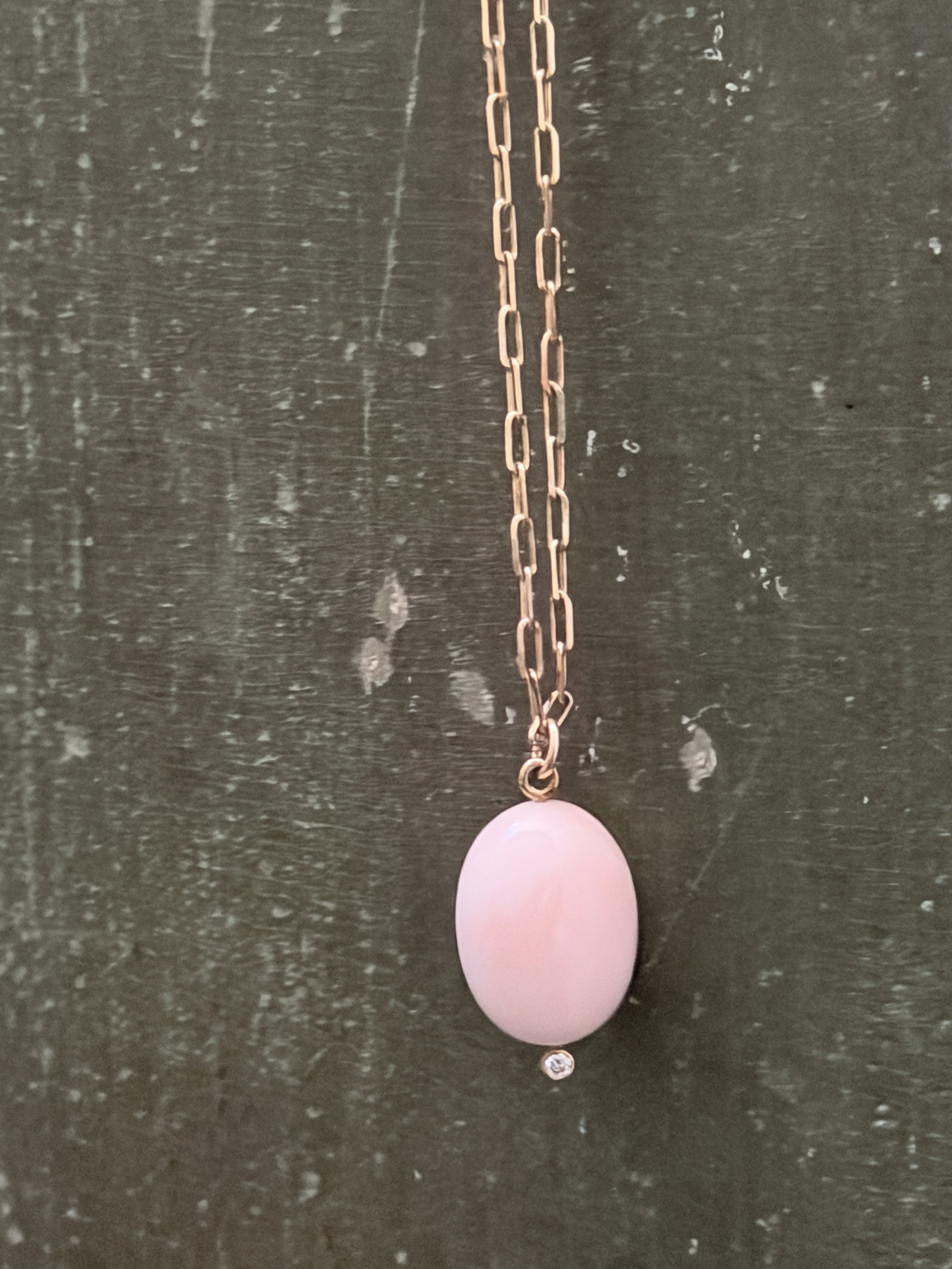 Vintage Pink Coral Diamond Pendant