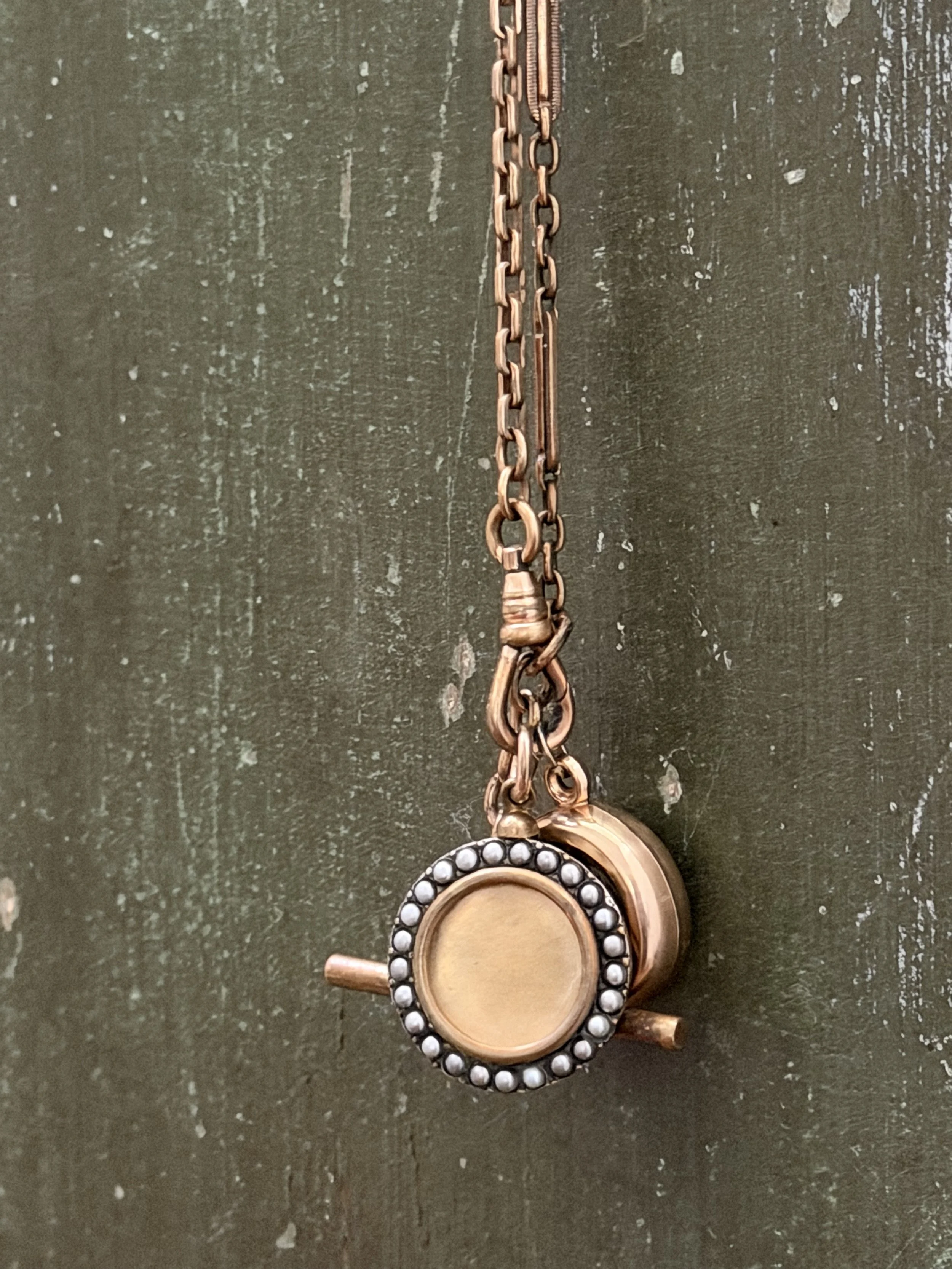 Victorian Watch Chain & Pearl Locket