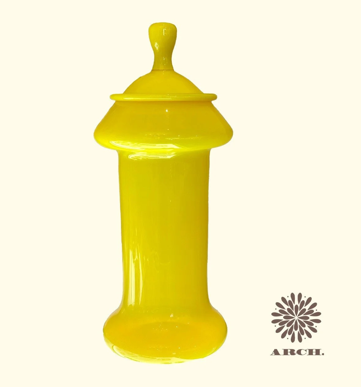 Vintage Murano Yellow Lidded Vessel