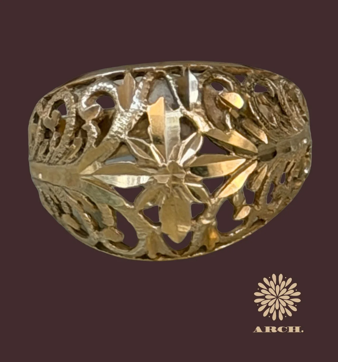 Antique 14k Carved Dome Ring