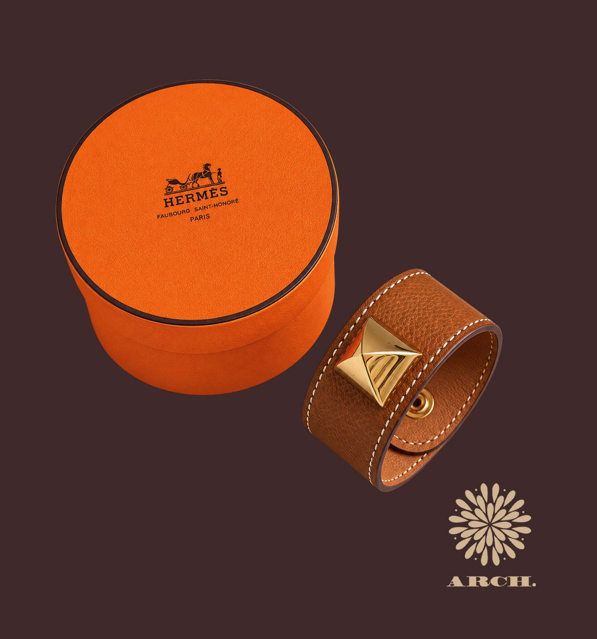 Vintage Hermes Leather Mador Cuff