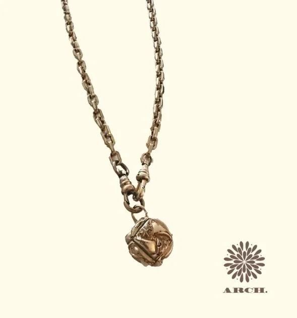 Victorian Textured Ball & Watch Chain Necklace.jpg