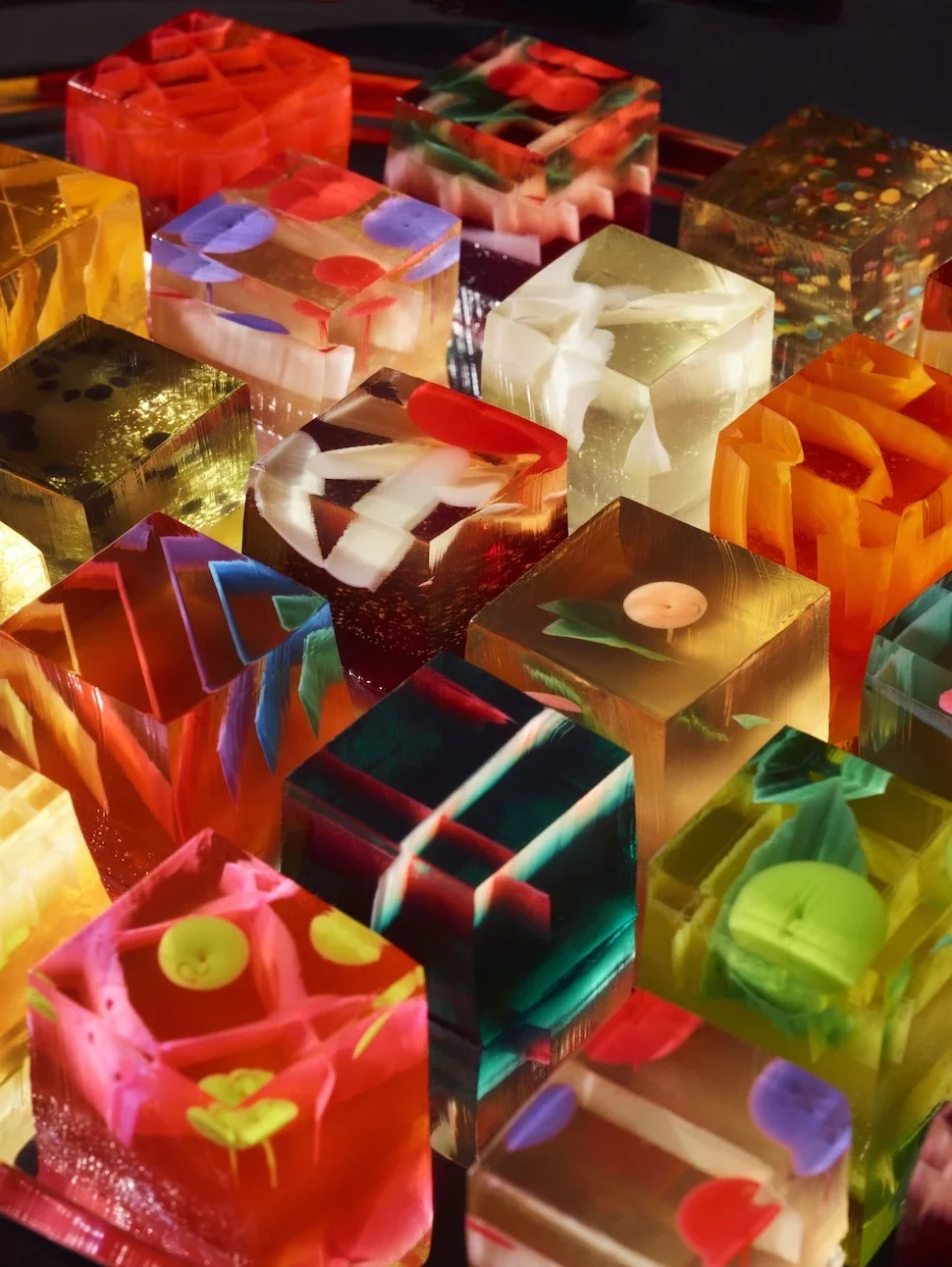 A closeup shot of a tray of Solid Wiggles cocktail-inspired jelly shots ready to serve.