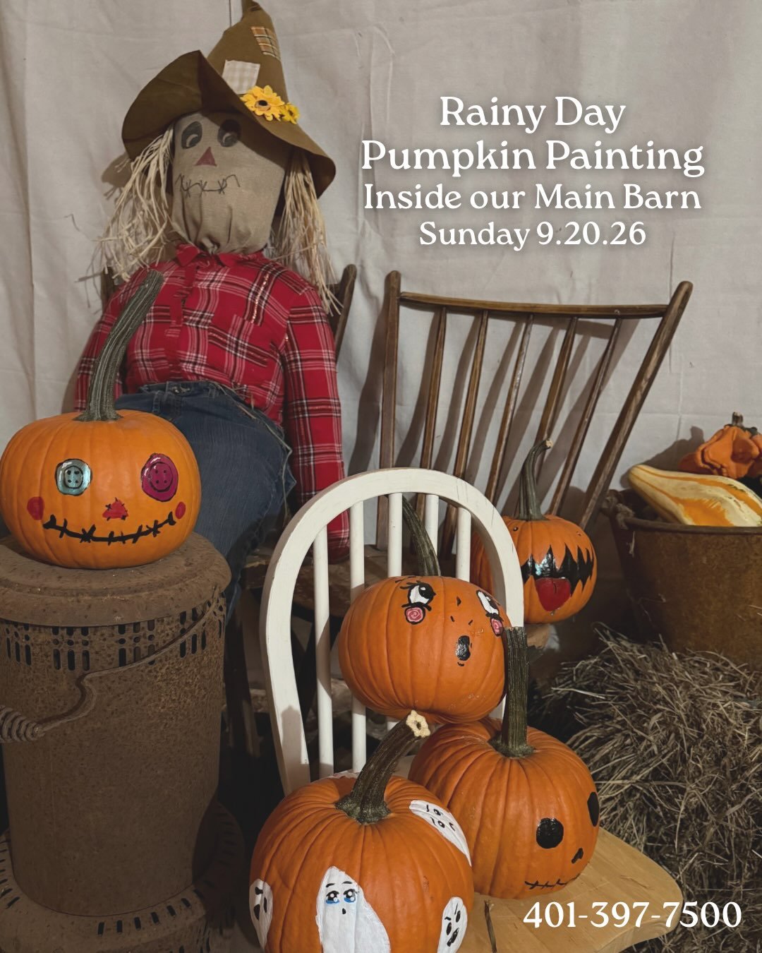 a little rain? No problems here! Come by today for indoor pumpkin painting, scarecrow making, food trucks (with indoor dining, and for all your farm store needs! 🎃 call for details 401-397-7500