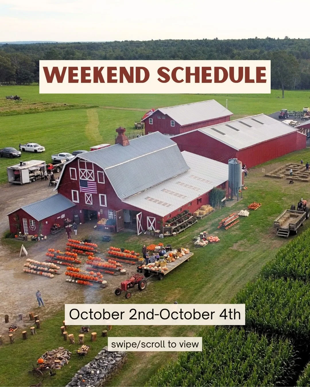 We&rsquo;re sooo back! Spend the first weekend in October with us getting your fall activity fix while also enjoying our food trucks and vendors! 🍁🎃 don&rsquo;t forget..Friday is movie night!!🎬👻