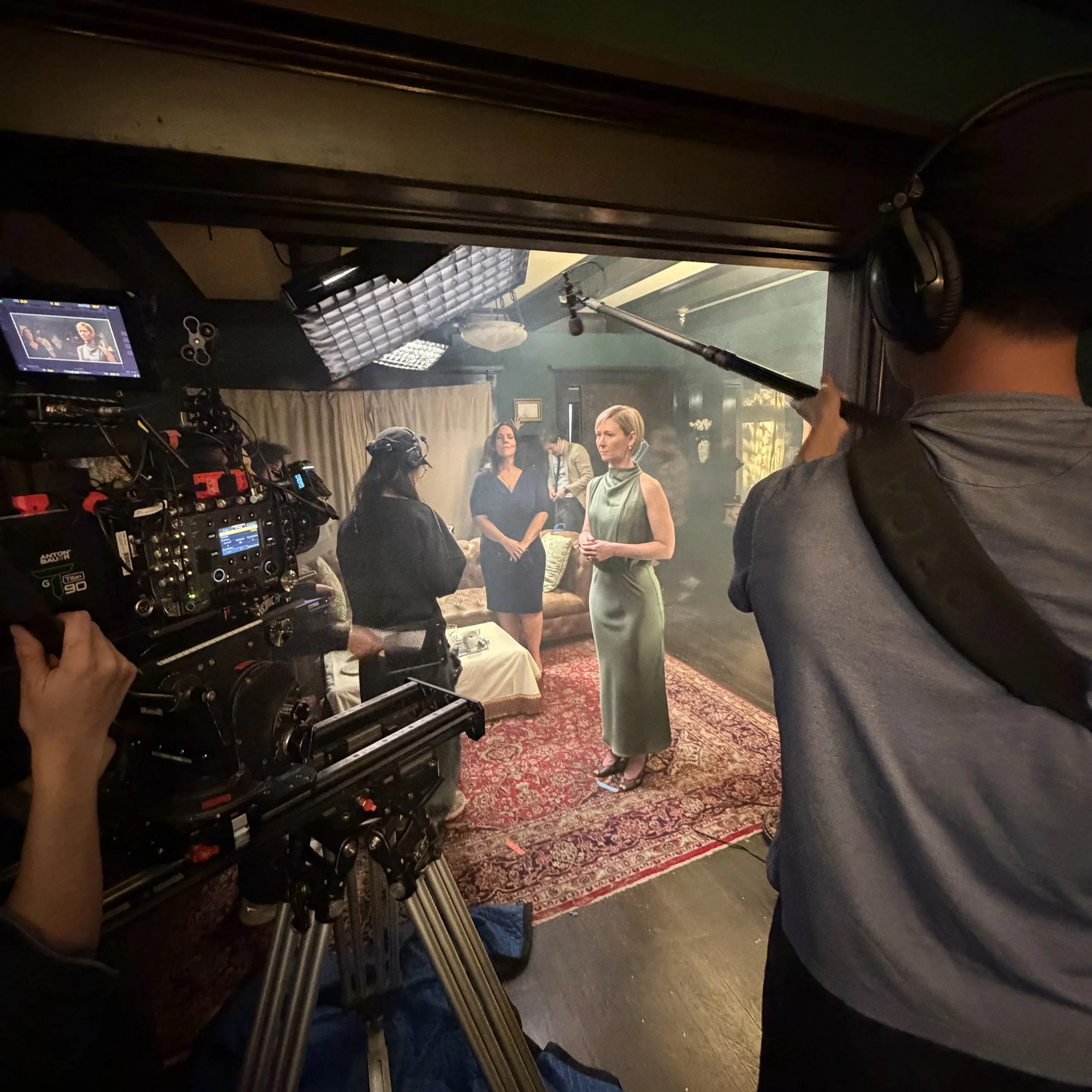 Ashlee Espinosa behind the scenes on set