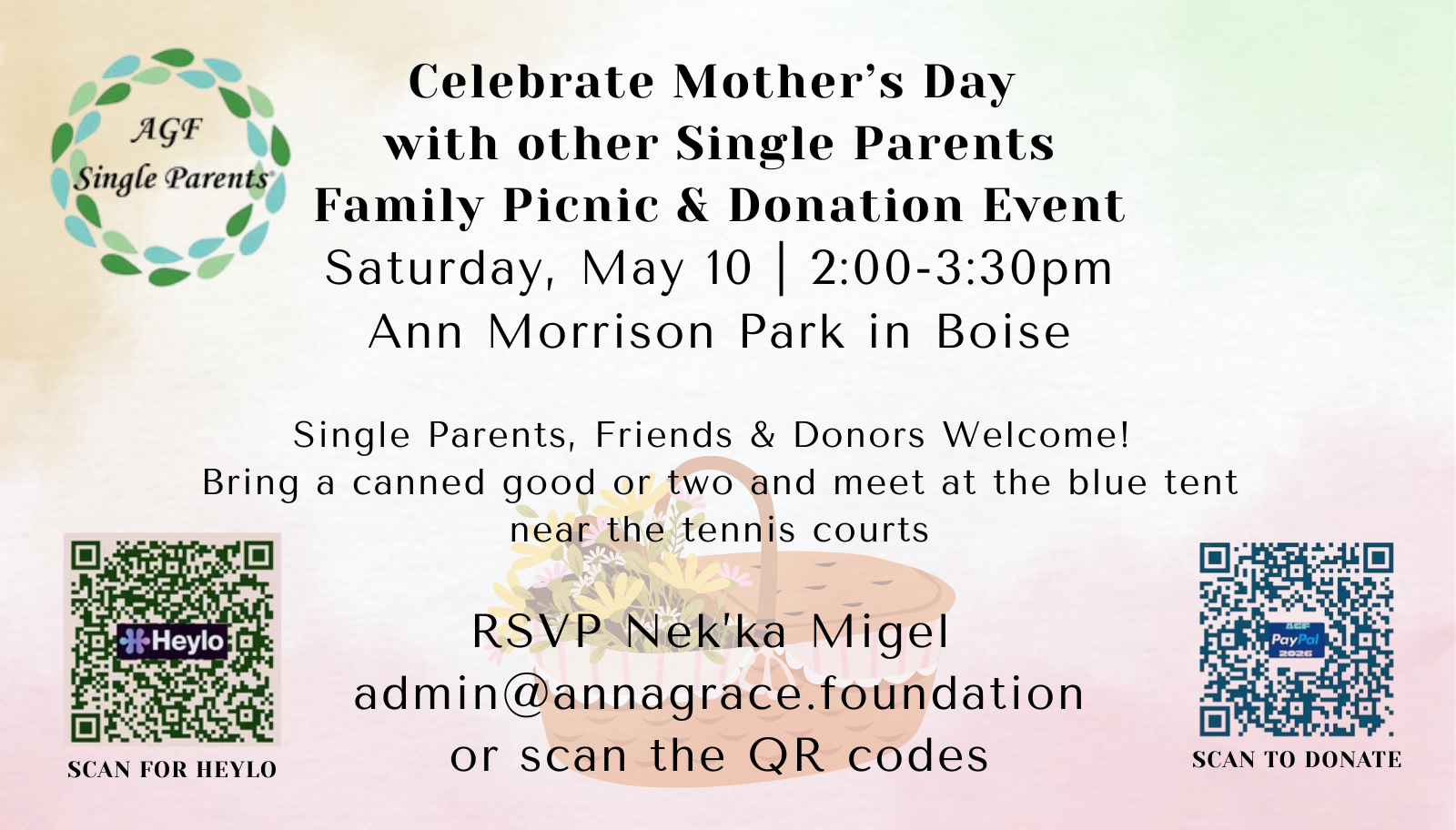 AnnaGrace Foundation  Mothers Day Picnic &amp; Donation EVENT for single parents