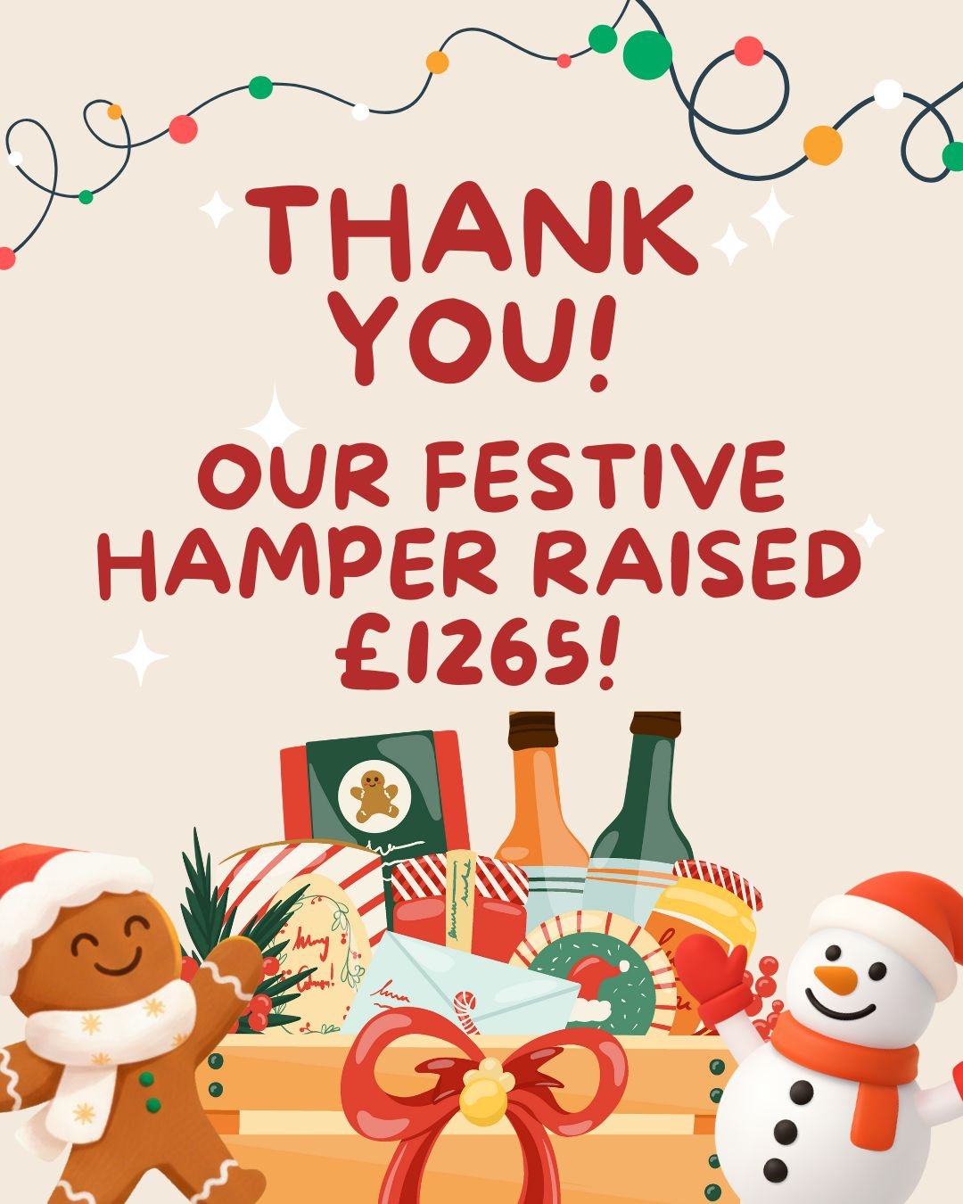 🎄✨ Thank you to everyone who bought a ticket for our festive hamper! We really appreciate all your support, and together we&rsquo;ve raised an amazing &pound;1,265!! 🎉

A huge thank you to our patron @@supersallyalford  who every year creates an in