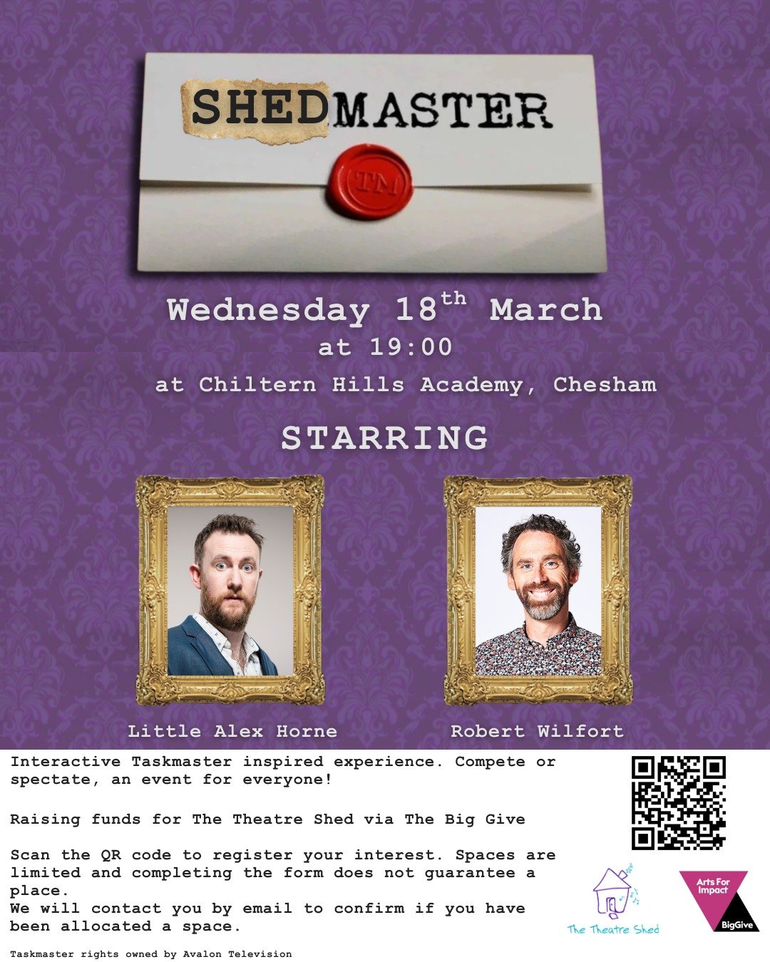 LESS THAN 2 WEEKS TO GO! 🚨

Our SHEDMASTER fundraiser is coming up during Big Give Week, and we&rsquo;d love you to join us for what promises to be a brilliant evening! 🎉

Hosted by the fantastic Alex Horne and Robert Wilfort, this special event wi