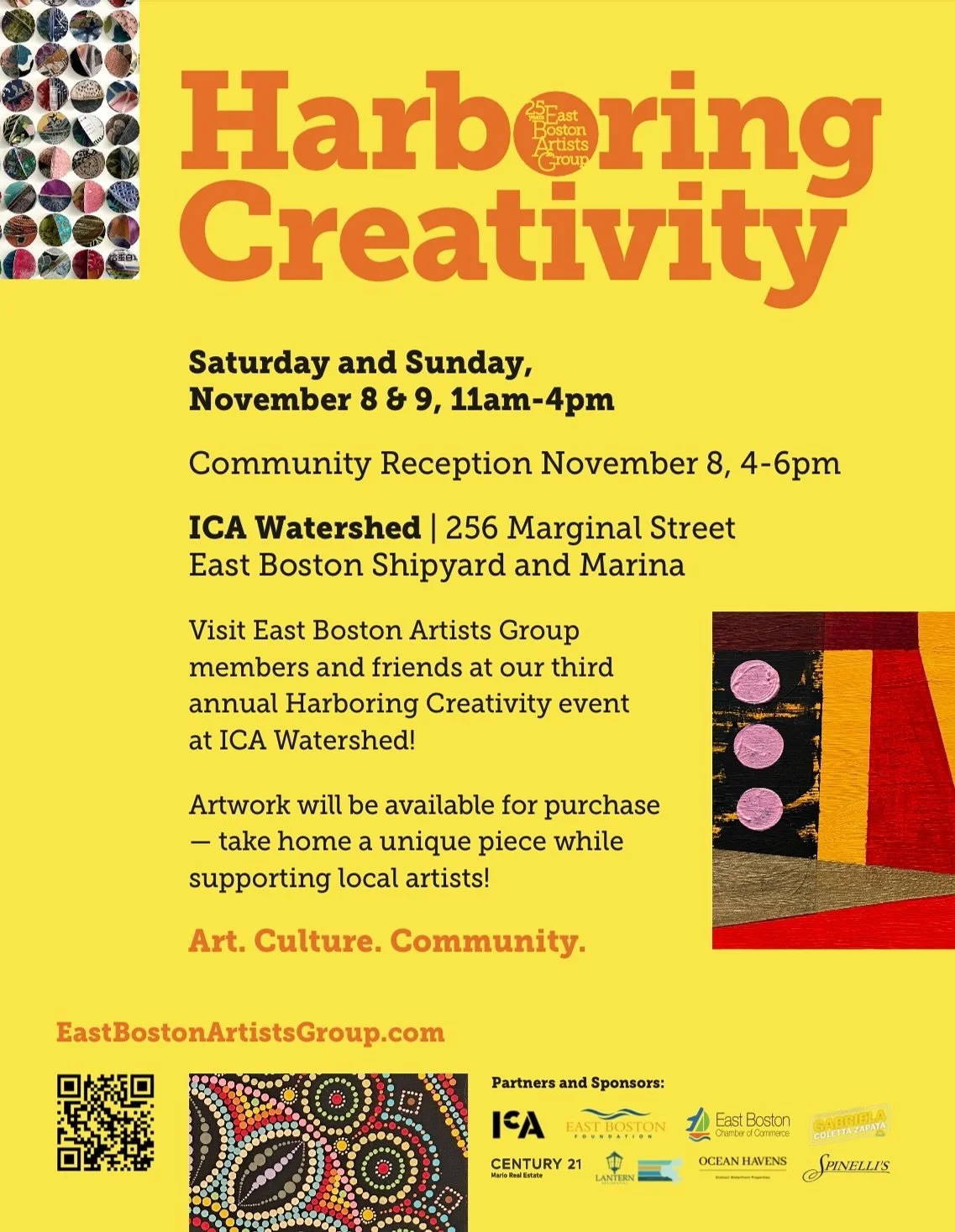 🎨✨ Harboring Creativity 2025 returns to the ICA Watershed this November!
Join us Nov 8&ndash;9, 11 AM&ndash;4 PM for a free, family-friendly weekend celebrating 25 years of East Boston&rsquo;s creative community ❤️

Meet 40+ local artists, explore p