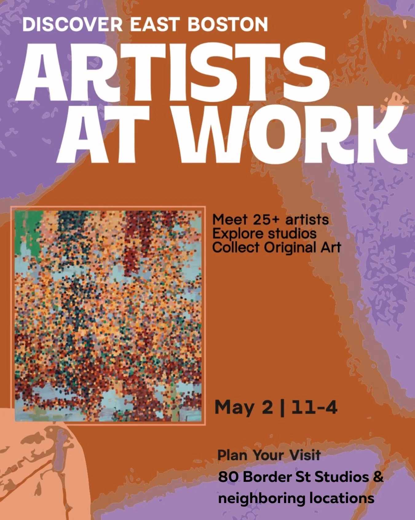 Behind the scenes of East Boston&rsquo;s vibrant art scene&hellip; 🎨✨

Step inside the studios, meet the artists, and experience where creativity really happens.

Join us on May 2 | 11AM&ndash;4PM for a one-day, insider look into our creative worlds