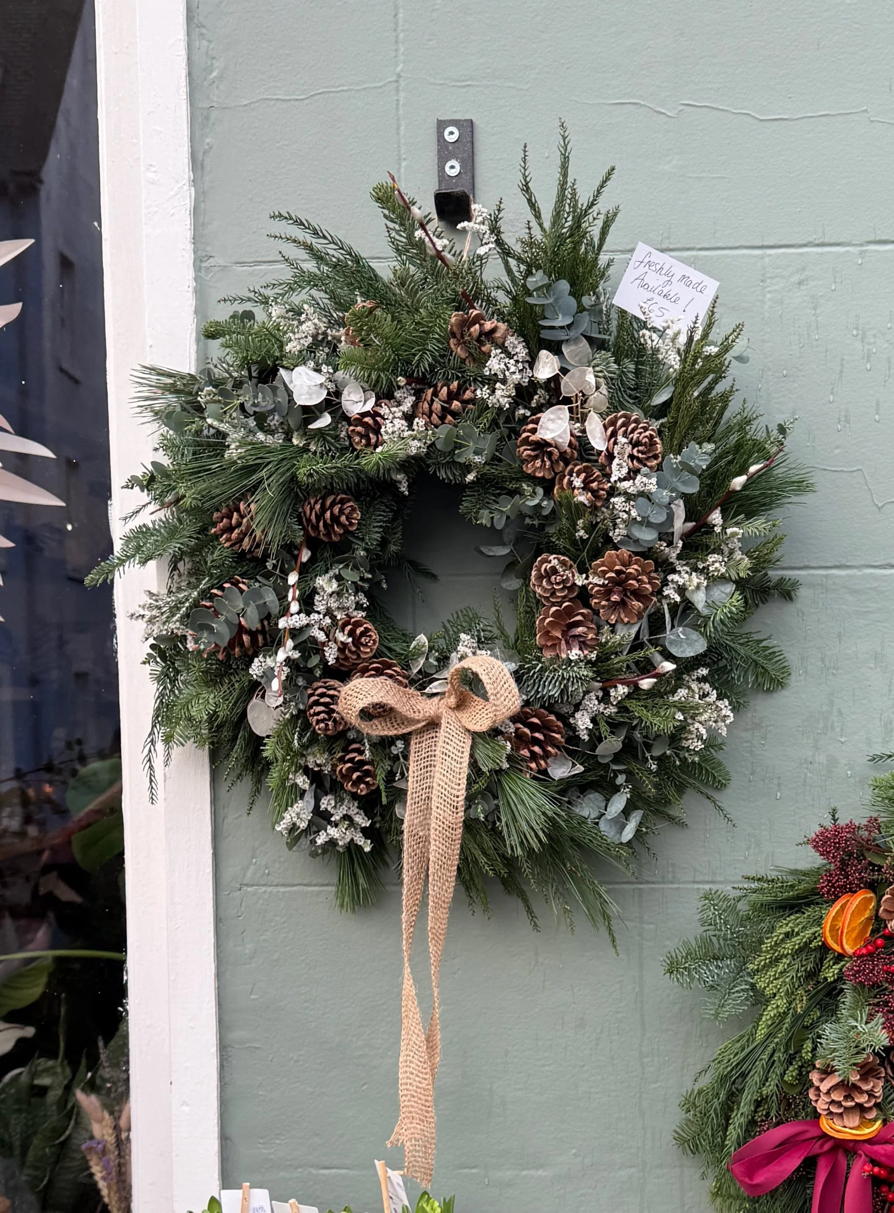 Frosted Evergreen- White Christmas Door Wreath