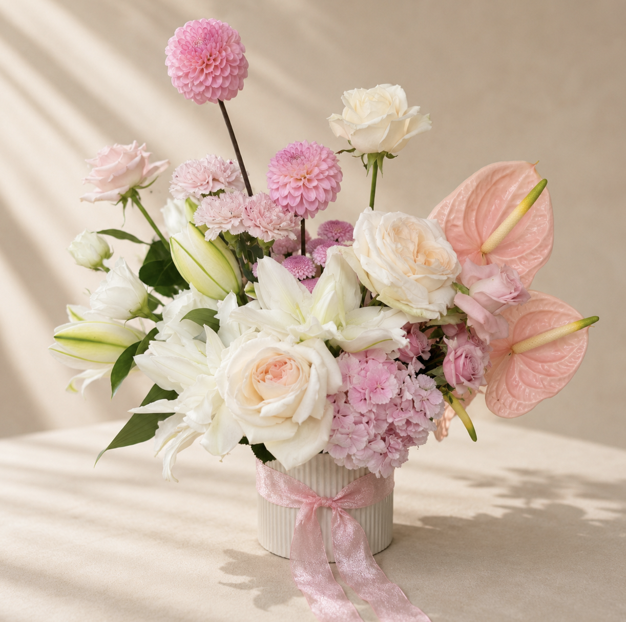 Blush & Ivory Luxe Floral Pot