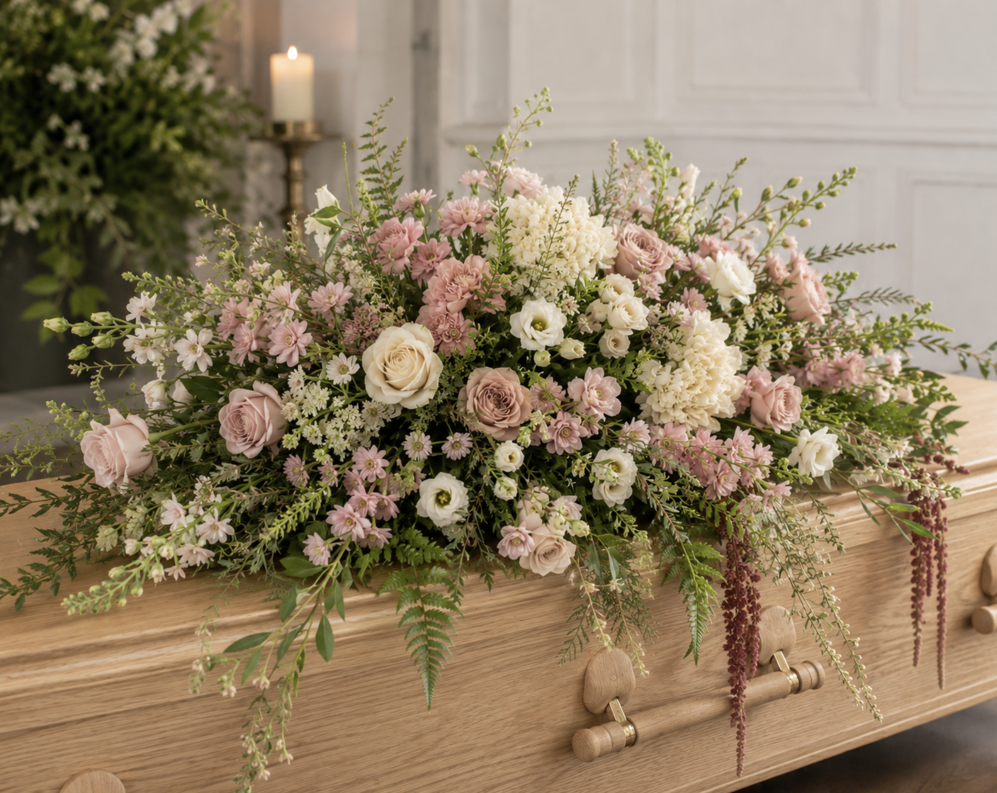 Blush & Ivory Coffin Spray