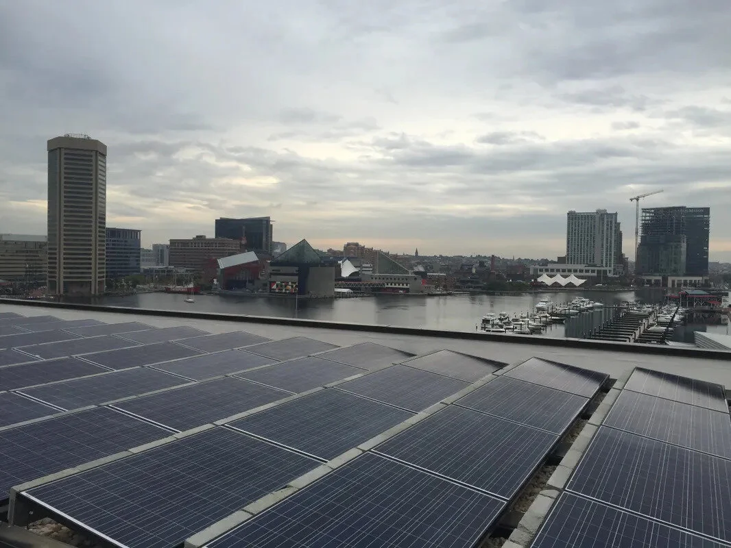 solar panels on building roof