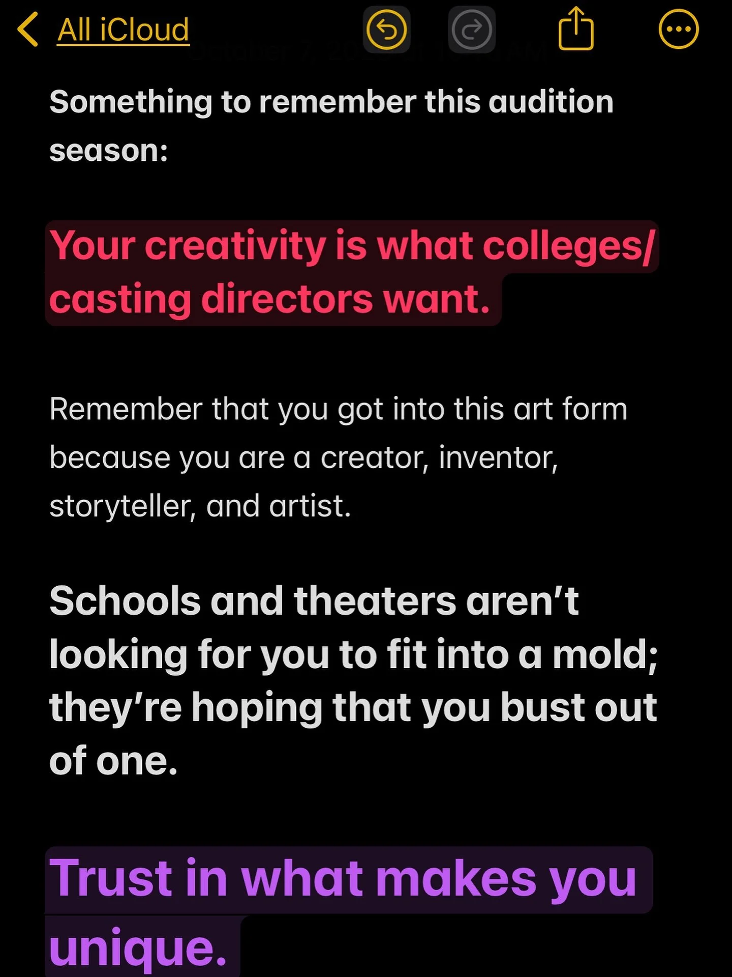 Audition season is in full swing! Pre-screens are being submitted and theaters are casting their next shows. It’s easy to get lost in the weeds of questions:
❓How do they want me to sound?
❓What kind of movement are they expecting?
❓Who do the
