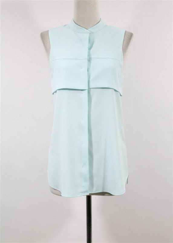 Women's Sleeveless High Neck Panel Shirt