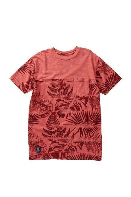Red Hawaiian Print Pocket Tee