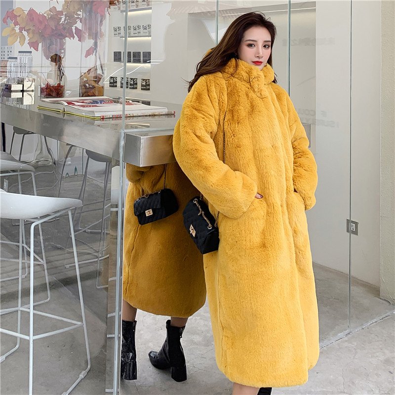 Women Faux Fur Long Thick Winter Coat Warm Full