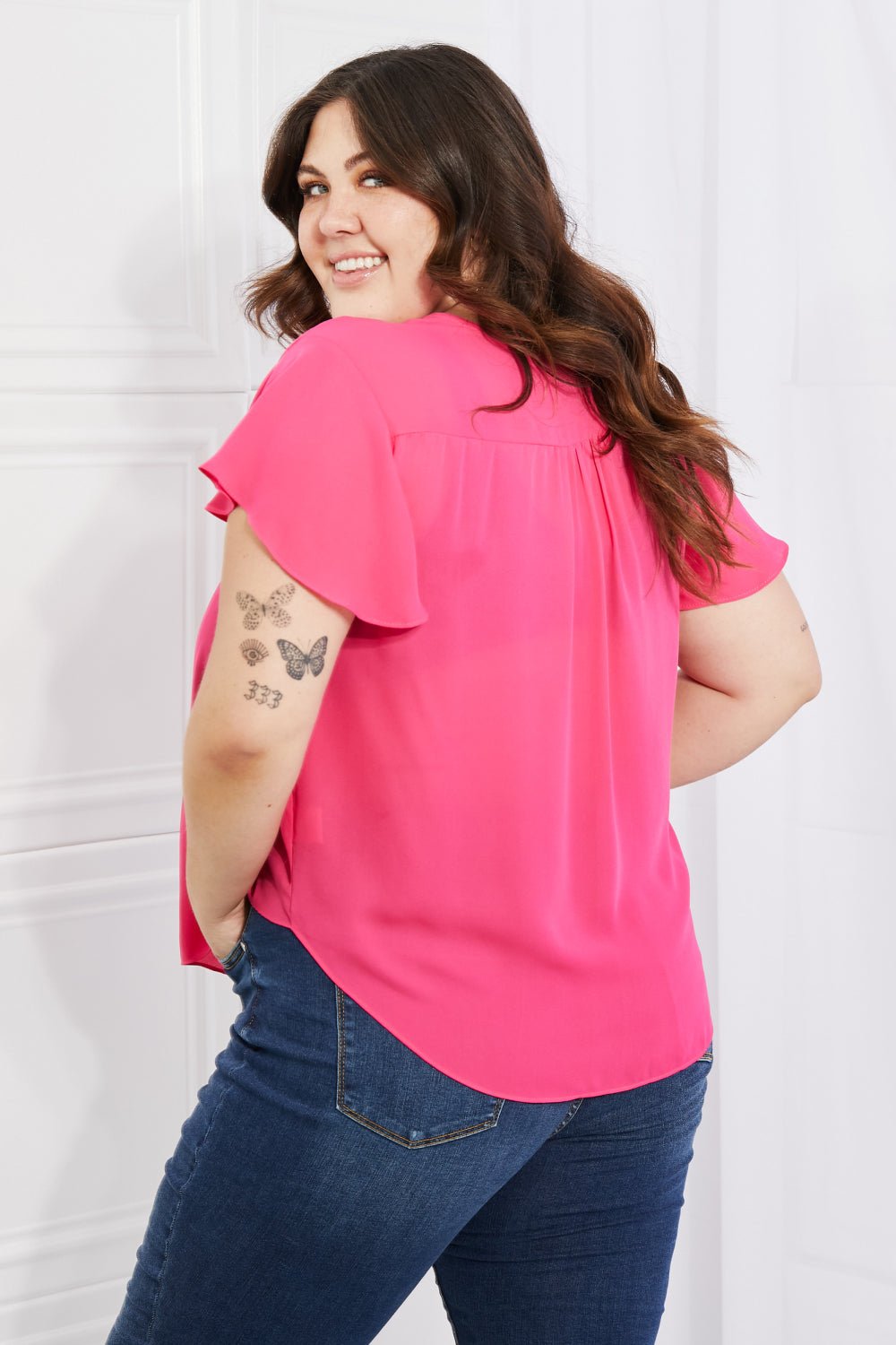 Sew In Love Just For You Full Size Short Ruffled sleeve length Top in