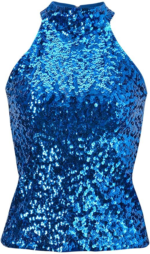 Haute Blue Sequin Sleeveless Top