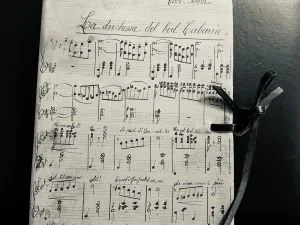 Music notes on a journal